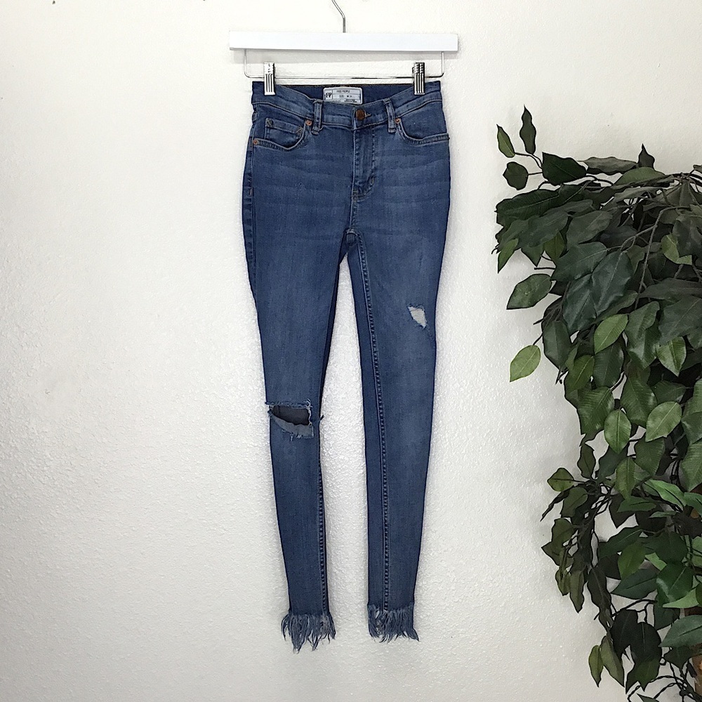 Free People Frayed Skinny Jeans